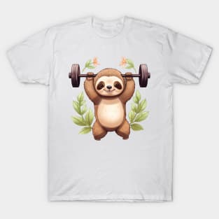 Sloth Lifting Weights T-Shirt